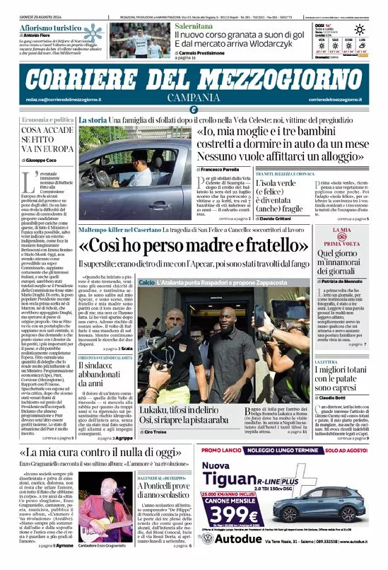 Prima-pagina-corriere del mezzogiorno-del-2024-08-29